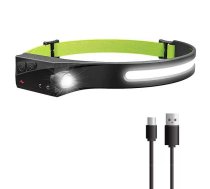 Riff Riff HD2 Sensora LED lukturis ap galvu 350 LM + uzlādes vads Type-C USB Green