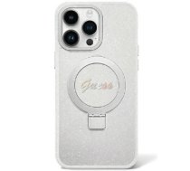 GUESS Guess Ring Stand Script Glitter MagSafe Back Case Aizsargapvalks Priekš Apple iPhone 15 Plus