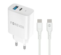 Forever Forever TC-07 Tīkla Lādētājs PD / QC / USB-C / USB / 30W + USB-C Kabelis 60W