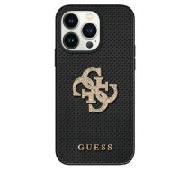 GUESS Guess Leather Perforated 4G Glitter Logo Back Case Aizsargapvalks Priekš Apple iPhone 15