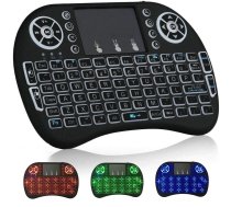 RoGer RoGer Q8 Wireless Mini Bezvadu Kompakta Klaviatūra PC / PS3 / XBOX 360 / Smart TV / Android + TouchPad Melna (Ar RGB Apgaismojumu)