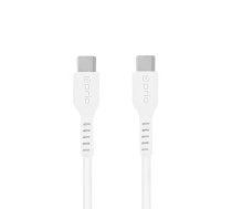 Prio prio ātrgaitas uzlādes un sinhronizācijas USB C līdz USB C kabelis 5A 0,25 m, balts