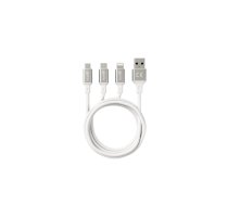 Prio prio 3in1 Micro USB &amp; USB C &amp; Lightning uz USB A kabelis 3A 0,6 m balts