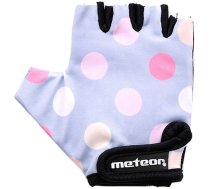 Meteor children's cycling gloves, gray with dots 23371-23373-23372