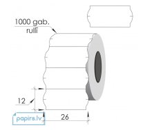 Marķēšanas uzlīmes 26X12mm, baltas, 1000uzl.