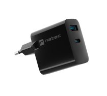 Natec USB CHARGER NATEC RIBERA GAN 1X USB-A + 1X USB-C 45W BLACK (NUC-2143)