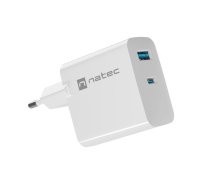 Natec USB CHARGER NATEC RIBERA GAN 1X USB-A + 1X USB-C 65W WHITE (NUC-2144)