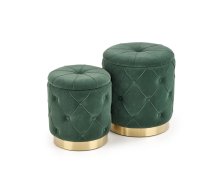 Mīkstās mēbeles POLLY set of two stools, color: dark green
