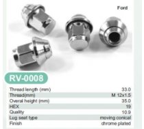 Disku uzgrieznis ar kustīgo konusa daļu - M12X1,5/SW19/H31 (+FORD)