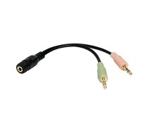 Logilink 3.5mm Stereo 4-Pin Female to 2 x 3.5mm Stereo Male Audio Adapter | 3.5mm 4-Pin Stereo Jack | 2 x 3-Pin Stereo Female Sockets (CA0020)