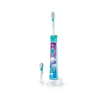 PHILIPS | Sonic Electric toothbrush | HX6322/04 | Rechargeable | For kids | 2 brush heads included | 2 brushing modes | Sonic technology | Aqua (HX6322/04)