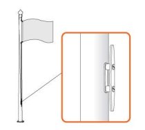 Stiklašķiedras karoga masts STANDART 6-12m Standarta karoga pacelšanas sistēma (aukla karoga pacelšanai izvietota masta ārpusē).(SKM6)