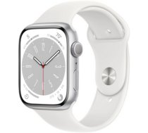 Apple Watch Series 8 45mm + Cellular Silver Alu White Sport (GPS) (MP4J3)