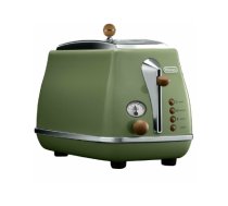 DELONGHI Icona Vintage Toaster CTOV 2103.GR 900W, Stainless steel, Crumb tray, Defrost, Green (CTOV2103.GR)