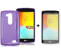 X-Line LG L Fino D290N/D295 Silikona Apvalks Vāciņš Maciņš Soma Maks Bampers Cover Violets (Silicone Case Purple) + Aizsargplēve ekrānam!