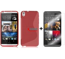 X-Line HTC Desire 816 D816N Silikona Apvalks Vāciņš Maciņš Soma Maks Bampers Cover Sarkans (Silicone Case Red) + Aizsargplēve ekrānam!