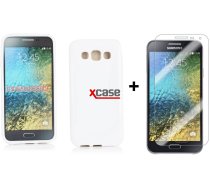 X-Line Samsung Galaxy E5 SM-E500F Silikona Apvalks Balts (Silicone Case White) + Aizsargplēve ekrānam!