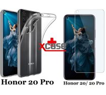 X-Line Huawei Honor 20 Pro Ultra Slim plāns 0.3 mm Telefona Apvalks Caurspīdīgs Maciņš Vāciņš Soma Maks Cover Bampers Case + Ekrāna Aizsargstikls Screen Protector (Tempered Glass)
