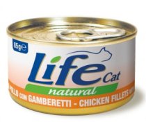 LIFE CAT CHICKEN with SHRIMPS - konservi kaķiem 6 x 85g - Pilnvērtīgi konservi kaķiem ar vistu un garnelēm