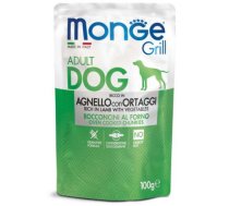 MONGE Grill Adult Dog - konservi suņiem ar jēru un dārzeņiem 100g - Pilnvērtīgi bezgraudu konservi pieaugušiem suņiem