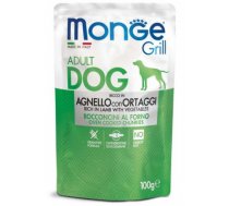 MONGE Grill Adult Dog - konservi suņiem ar jēru un dārzeņiem 6  x 100g - Pilnvērtīgi bezgraudu konservi pieaugušiem suņiem