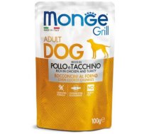 MONGE Grill Adult Dog - konservi suņiem ar vistas un tītara gaļu 100g - Pilnvērtīgi bezgraudu konservi pieaugušiem suņiem