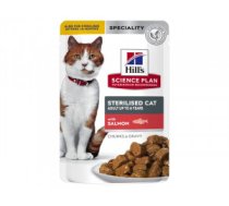HILLS SP Science Plan Sterilised Cat Young Adult Salmon 12x85g CENA NORĀDĪTA PAR 1GB - Pilnvērtīga barība ar lasi sterilizētiem kaķiem no 6 mēnešu līdz 6 gadu vecumam