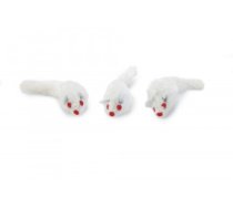 Beeztees Rotaļlieta kaķiem - plīša pele, balta iepak. 3gab. - 5cm