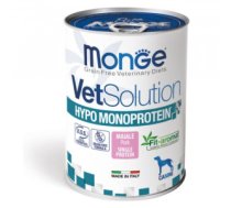 MONGE VetSolution HYPOMONOPROTEIN ar cūku - konservi suņiem 6 x 400g - Pilnvērtīga diētiskā barība suņiem, kas izstrādāta, lai samazinātu sastāvdaļu un barības vielu nepanesību.