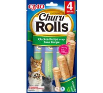 Inaba Churu Cat Rolls Chicken Wraps with Tuna 4x10g - Gardums kaķiem - vistas nūjiņas ar tunci