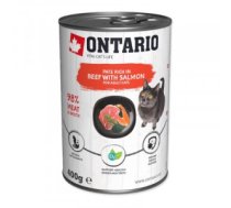 Konservēta barība kaķiem - Ontario Cat can Beef with Salmon flavoured with Spirulina 400g - Ar liellopa gaļu un lasi