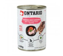 Konservēta barība kaķēniem - Ontario Cat can Chicken with Shrimps flavoured with Sea Buckthorn 400g - Ar liellopa gaļu un lasi