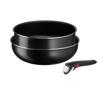 Alumīnija trauku komplekts (3 gab.) Ingenio Easy Cook & Clean Black – Tefal