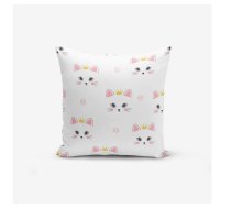 Bērnu spilvendrāna 43x43 cm White Pink Cat – Mila Home