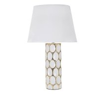 Balta/zelta krāsas keramikas galda lampa ar auduma abažūru (augstums 56 cm) Glam Carv – Mauro Ferretti