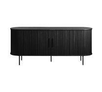 Melna zema kumode ar ozolkoka imitāciju ar bīdāmām durvīm 76x180 cm Nola – Unique Furniture