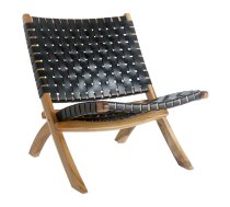 Melns ādas krēsls ar pinumu Perugia – House Nordic