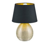 Melna keramikas un auduma galda lampa Trio Luxor, augstums 35 cm