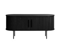 Melns TV galdiņš ar ozolkoka imitāciju 120x56 cm Nola – Unique Furniture