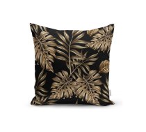 Spilvena pārvalks Minimalist Cushion Covers Golden Leafes With Black BG, 45 x 45 cm