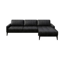 Melns ādas stūra dīvāns MESONICA Musso Tufted, labais stūris