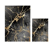Melni/zelta krāsas vannas istabas paklājiņi (2 gab.) 60x100 cm Cracks – Mila Home
