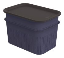 Tumši zilas plastmasas uzglabāšanas kastes ar vāku (2 gab.) 18,5x26,5x18 cm Brisen – Rotho