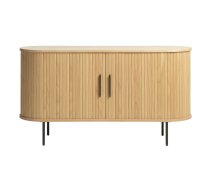 Dabīga toņa zema kumode ar ozolkoka imitāciju un bīdāmām durvīm 140x76 cm Nola – Unique Furniture