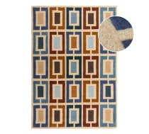 Zils/oranžs ar rokām darināts vilnas paklājs 80x150 cm Retro Blocks – Flair Rugs