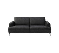 Melns divvietīgs ādas dīvāns MESONICA Puzo, 170 cm