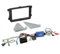 Skoda (->2015), Seat, VW facia plate kit with SWC (adapter 2DIN). 621320-30