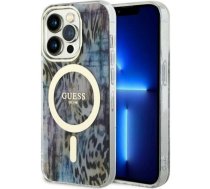 Guess Etui Guess GUHMP14LHLEOPWB Apple iPhone 14 Pro niebieski/blue hardcase Leopard MagSafe | GUE2485  | 3666339115739