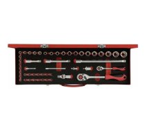 Zestaw narzędzi Gedore Gedore Red socket set 1/4 "+ 1/2", 49 pieces (red, with 2 switching creaking, SW 4mm - 24mm) | 3300010