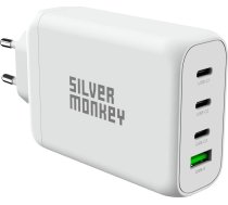 Ładowarka Silver Monkey Ładowarka sieciowa Silver Monkey GaN 130W 3x USB-C PD 1x USB-A 3.0 QC - biała | 5900779357686  | 5900779357686